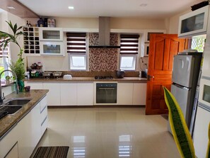 Spacious and well- equipped kitchen. 