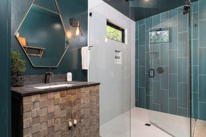 Large full bathroom with walk in shower