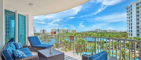 Custom seating on the balcony