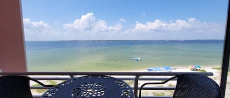 Dine on the balcony and watch the paddle boarders and kayakers.