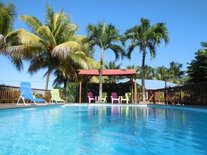 Lamatéliane, piscine de 50 m² équipée au sel pour plus de confort de baignade.