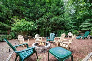 Fire Pit next to the hot tub
