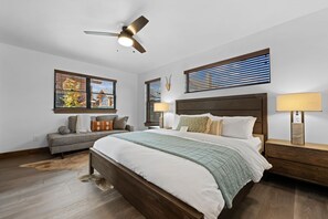 Main level master bedroom with attached private bathroom