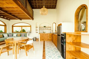 View of the inside living and dining area 