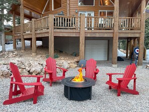 around the fire pit or on our deck with propane gas bowl.