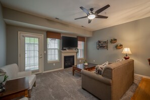 Living Room with Gas Fireplace and Sofa Sleeper