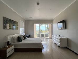 Master Bedroom with smart TV and plenty of drawer space plus 2 walk-in closets.