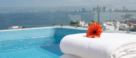 Stunning view overlooking Banderas Bay from the roof dipping pool