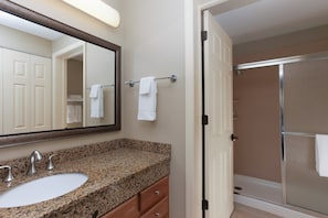 Bright bathrooms are refreshing after a day of adventure.