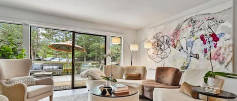 Light Filled and Inviting Living Room and Private Deck