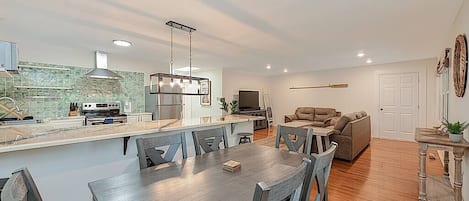 Kitchen, Dining, and Living Room