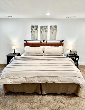 This lovely home boasts four well-decorated bedrooms with plush mattresses and linens for a restful stay.