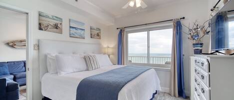 Master Bedroom. King Bed. Tradewinds 1205, 2 bedroom 2 bathroom, 12th floor, sleeps 6. Managed by Island Rentals