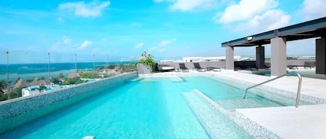 Beautiful roof top area with the best ocean views in Playa del Carmen