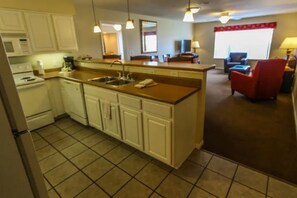 The kitchen and living areas are nicely appointed and very spacious.