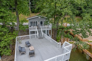 Welcome to Lake Lure! Large deck out back overlooking the lake from this cozy cottage
