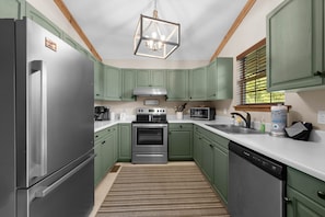 Fully stocked kitchen with new appliances!