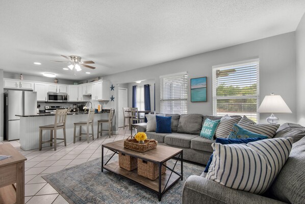 The Open Living Area is perfect to unwind together after a day of adventure!