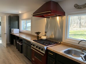 Full kitchen with Viking gas stove