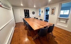 Extra large dinning table that we made from reclaimed lumber. Seats 16. 
