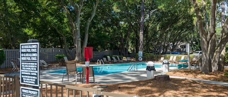 Refreshing pool just steps off the back patio. Easy access!