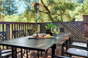 Outdoor seating and outdoor heating for comfort