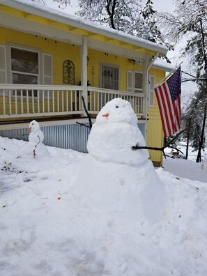 Cabin after a snow storm.