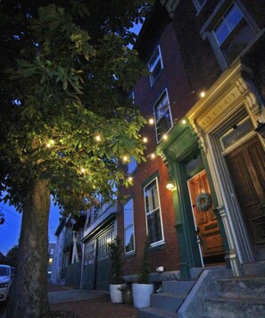 Front of home at night
