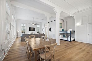 This dining area is located next to the kitchen