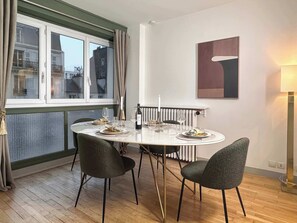 Wide-open dining room
