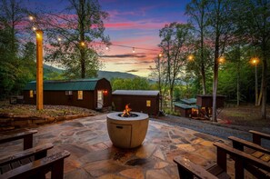 Flagstone patio with hassle free propane fire table. Best view on the property!