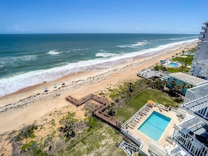 Balcony view to ocean, beach and pool area