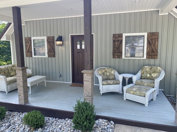 Cozy shaded front porch