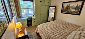 Victorian room has built-in closets and drawers a new king bed more antiques!