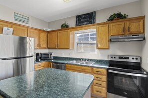 Fully stocked kitchen so you can prep for the day! Common spices are provided.