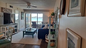 View of the condo living space from the kitchen