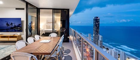 The second dining area is right in the balcony overlooking the ocean 