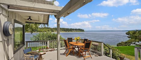 The beautiful Salish Sea steps from the deck!