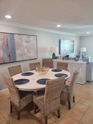 Dining Room table seats six.