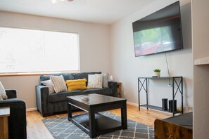 Living room with Roku Tv