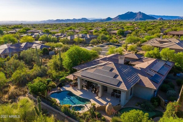Surrounded by desert wash views