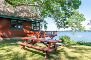 Picnic table under the shade tree