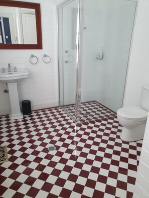 Two bathrooms - ensuite (main bedroom.) Main bathroom: shower, bath, toilet