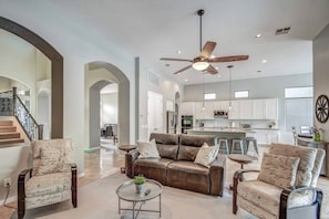 After a long day out, get comfy in the living room