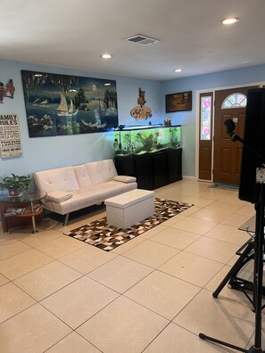 Living room with relax fish tank