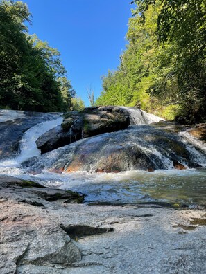 Waterfall at sandy beach on Bug Hungry River. 15 minute walk from doorstep