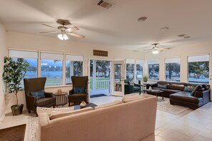 Main House 1st Level Living Room with Lake Views