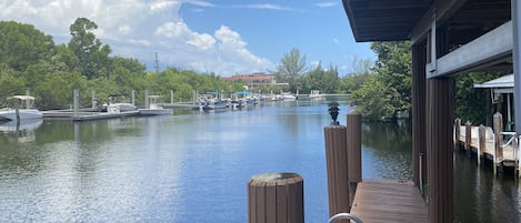 The boat house dock with view toward gulf access