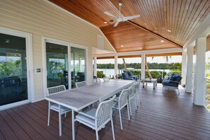 Outdoor area with seating and dining table