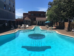 Enjoy swimming in our famous Guitar-shaped pool!